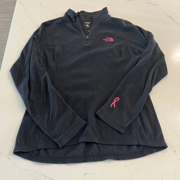 The North‎ Face Breast Cancer Awareness Black Quarter Zip Pullover Size Medium - Picture 1 of 7
